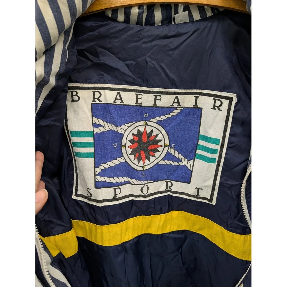 Vintage Men's Braefair Sport Nautical Colorblock Windbreaker‎ Navy Yellow- L